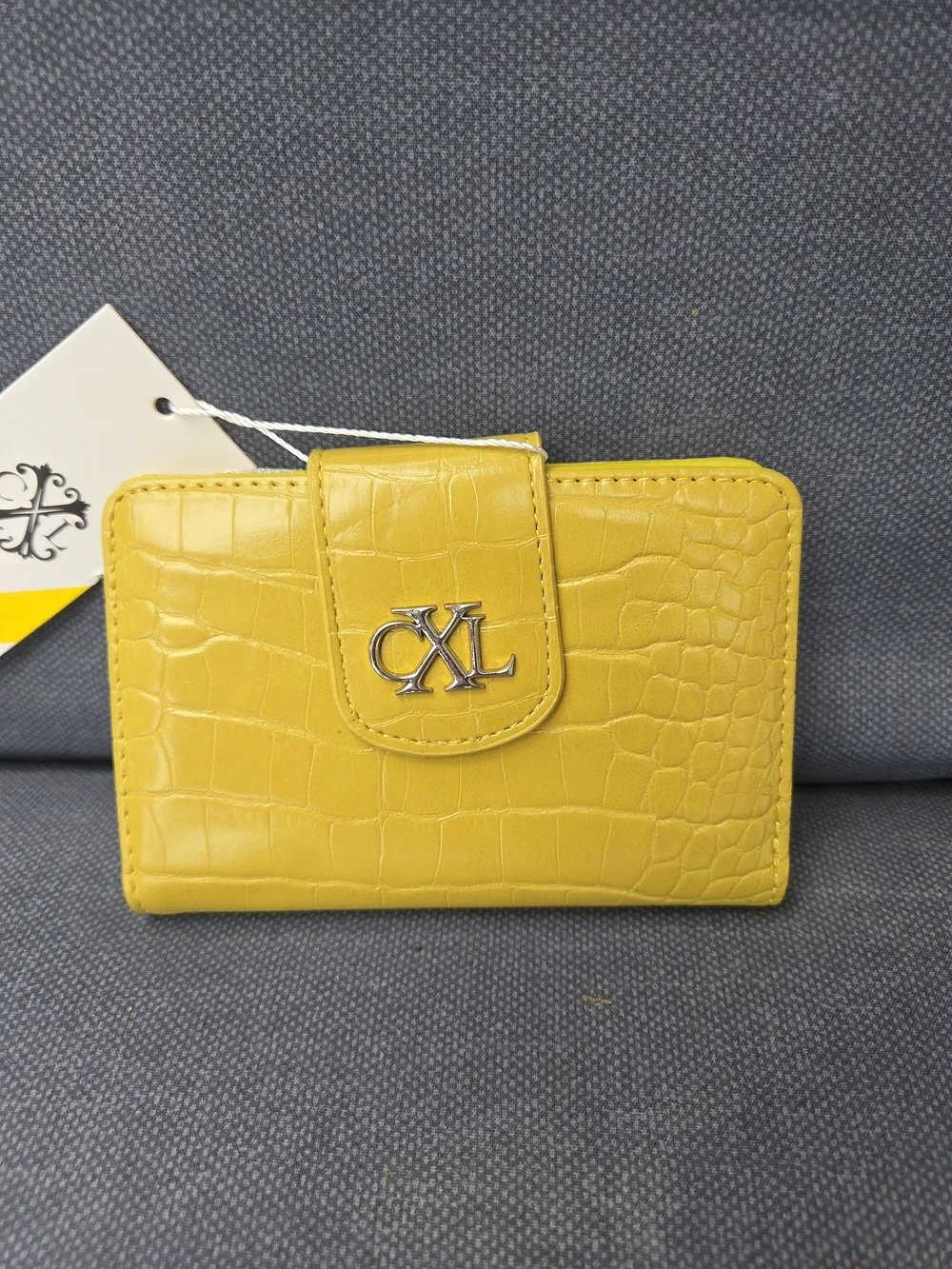 CXL by Christian Lacroix Forestis Croc Bi-Fold Wallet Cardholder Olive Greeb